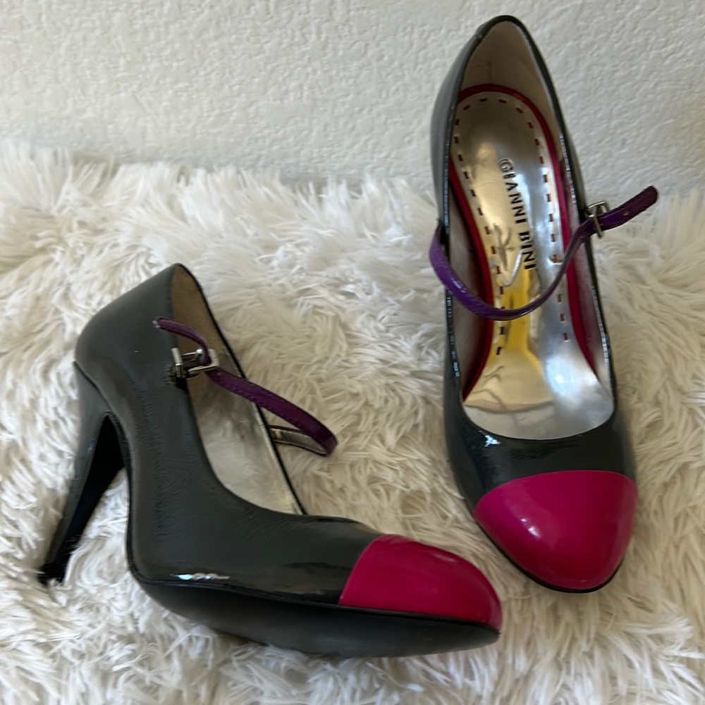 GIANNI BINI GREY/PINK PURPLE STRAP SHOES